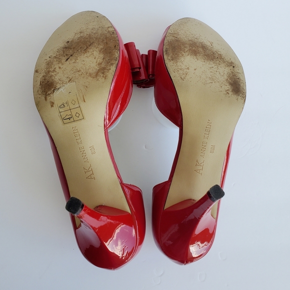 Ann Klein Mafaraday Candy Red Bow Heels Pumps PinUp - Picture 12 of 14